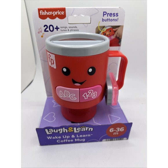 2 Pack Fisher-Price Laugh & Learn Wake Up & Learn Coffee Mug Brand New - Picture 3 of 9